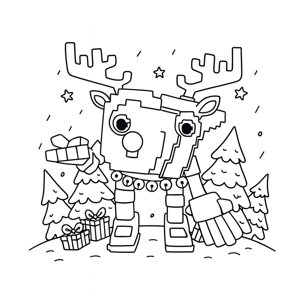 Kleurplaat van 6 7 kerst, variant 4