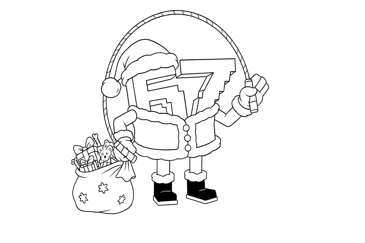 Kleurplaat van 6 7 kleurplaat kerst brainrot, variant 1