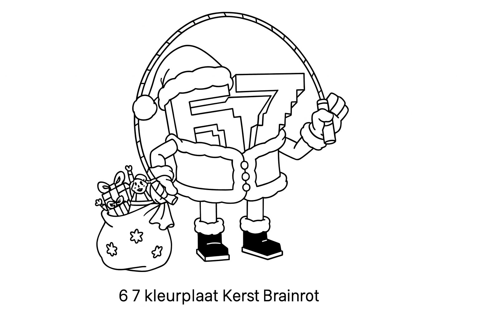 Kleurplaat van 6 7 kleurplaat kerst brainrot, variant 3
