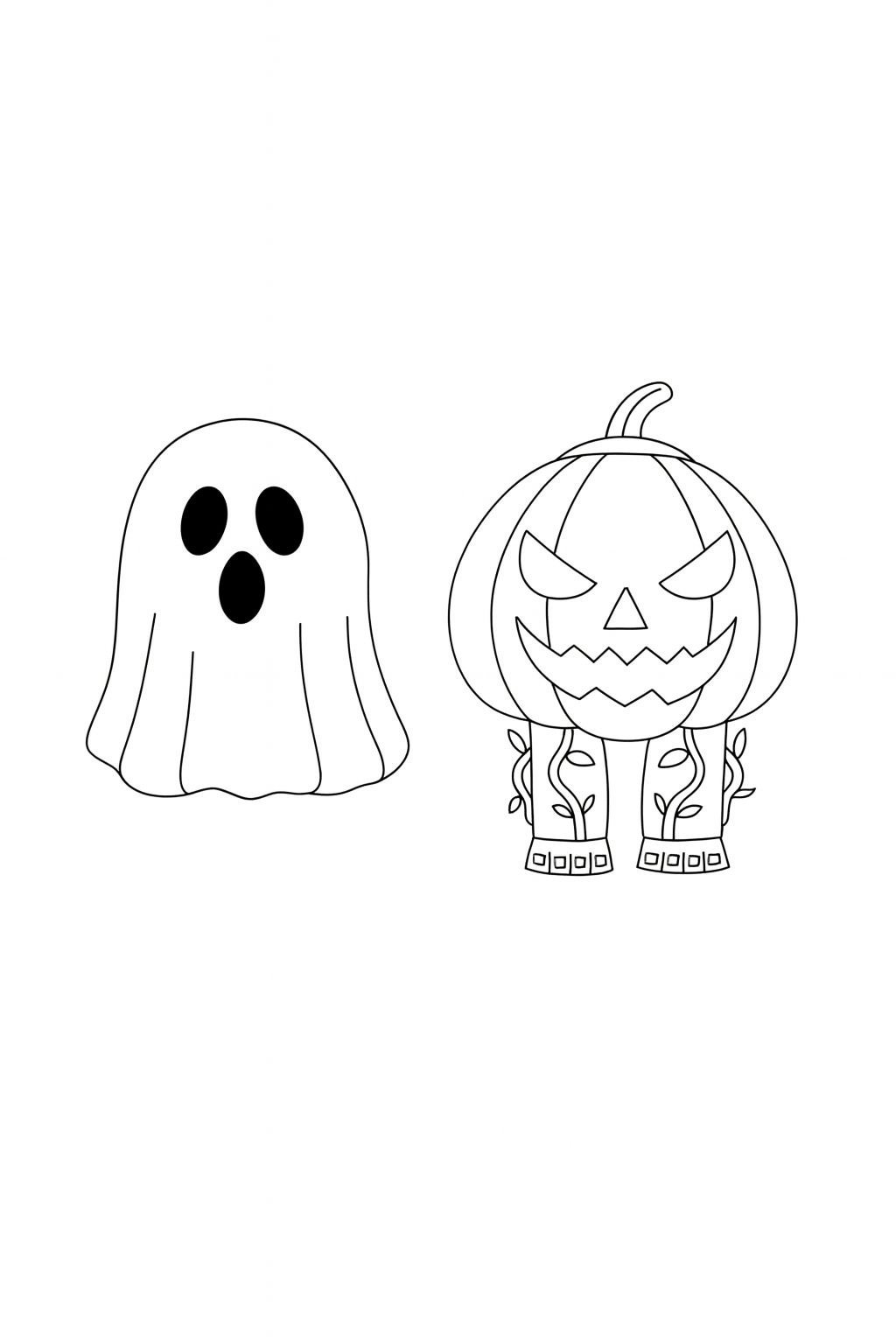 Kleurplaat van spooky and pumpky (steal a brainrot), variant 2