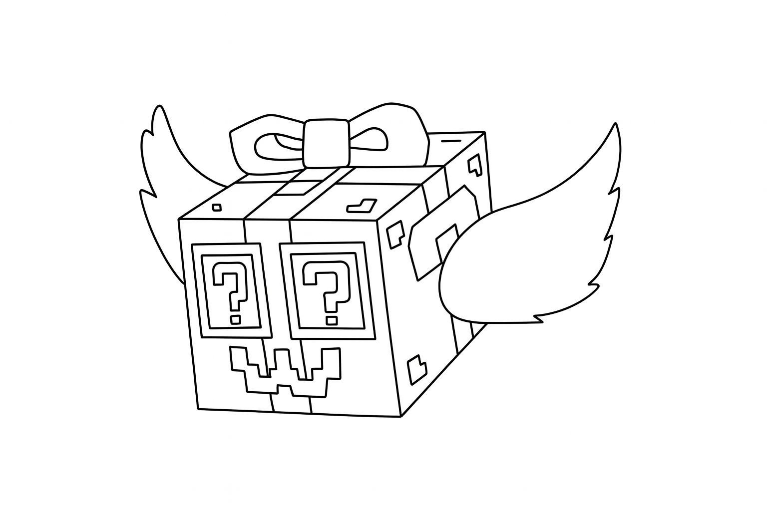 Kleurplaat van festive lucky (block steal a brainrot), variant 1