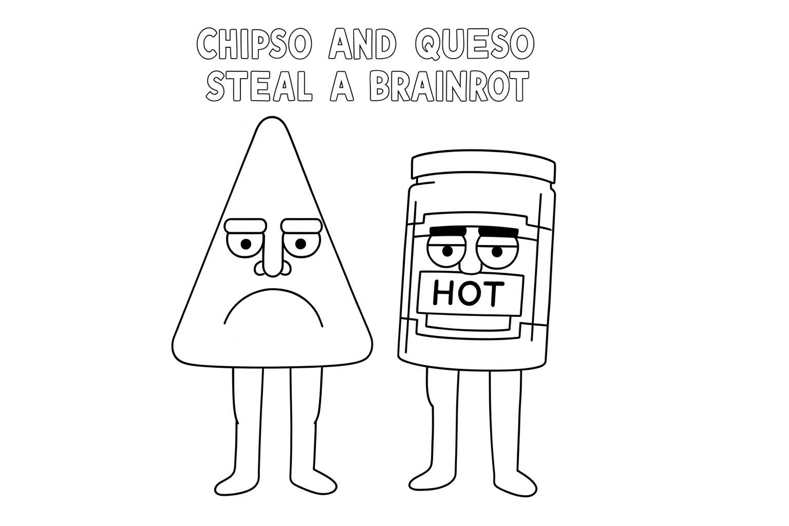 Chipso and Queso Steal a Brainrot kleurplaten voorbeeld