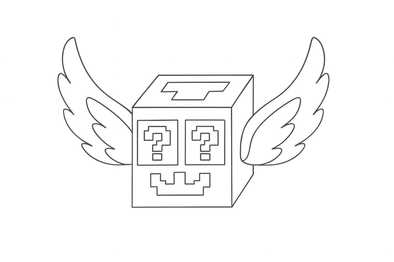 Kleurplaat van brainrot god lucky block, variant 1