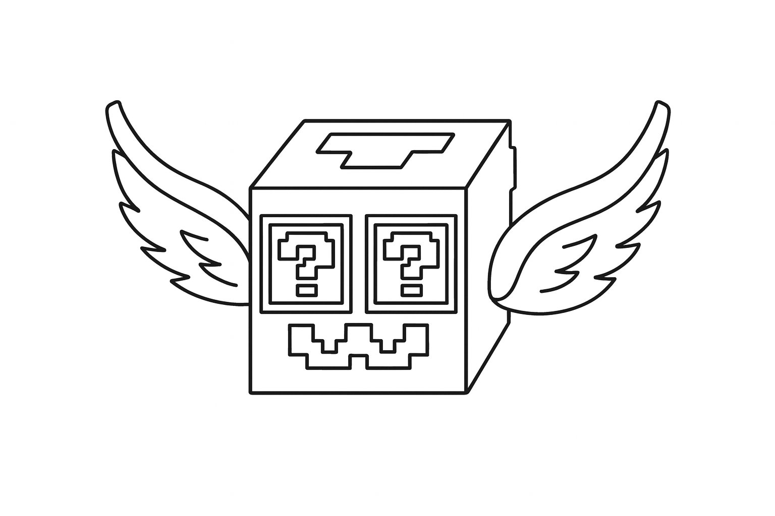 Kleurplaat van brainrot god lucky block, variant 2