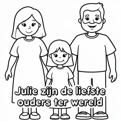 Moeder vader en dochter kleurplaat voor kinderen