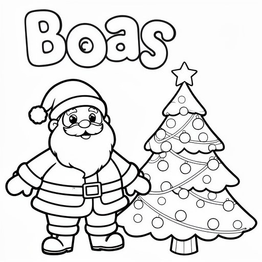 kerstboom, kerstman kleurplaat voor kinderen