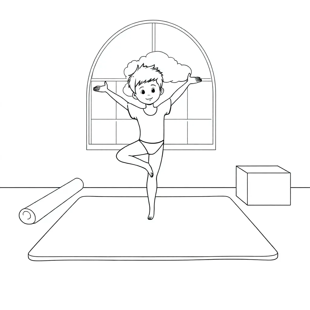 Kind aan het turnen kleurplaat voor kinderen