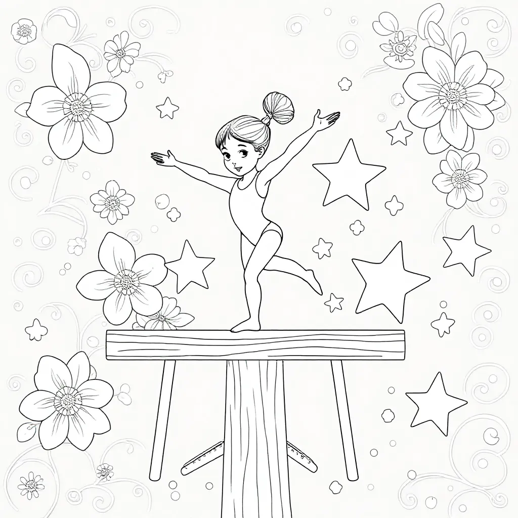 Kind aan het turnen kleurplaat voor kinderen