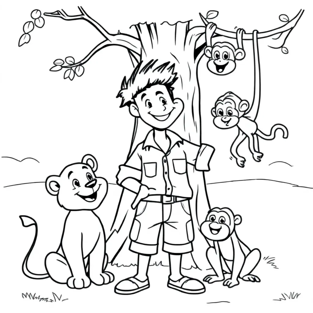 Freek Vonk en dieren kleurplaat voor kinderen