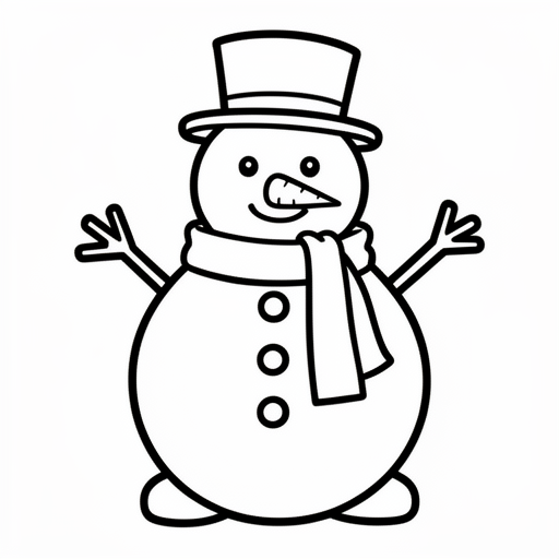 een sneeuwpop kleurplaat voor kinderen