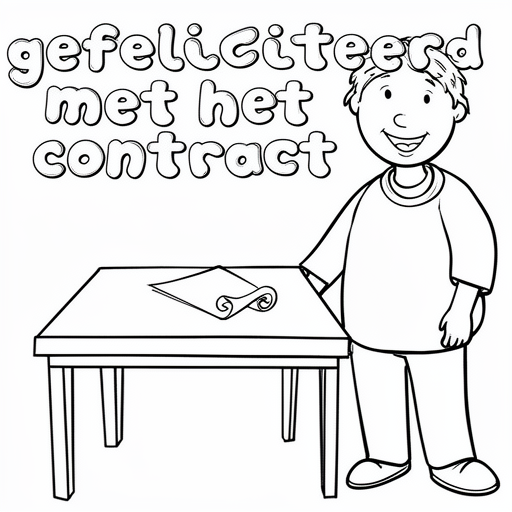 een vel papier op een tafel met op dat papier een krul en 10 blije volwassen  bij de tafel met champ