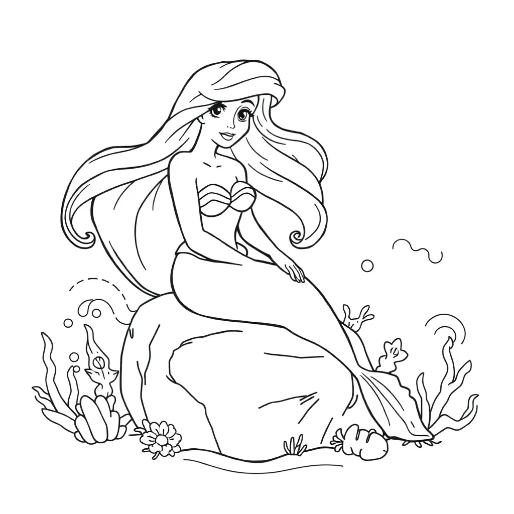 Free Ariel Coloring Page for Kids