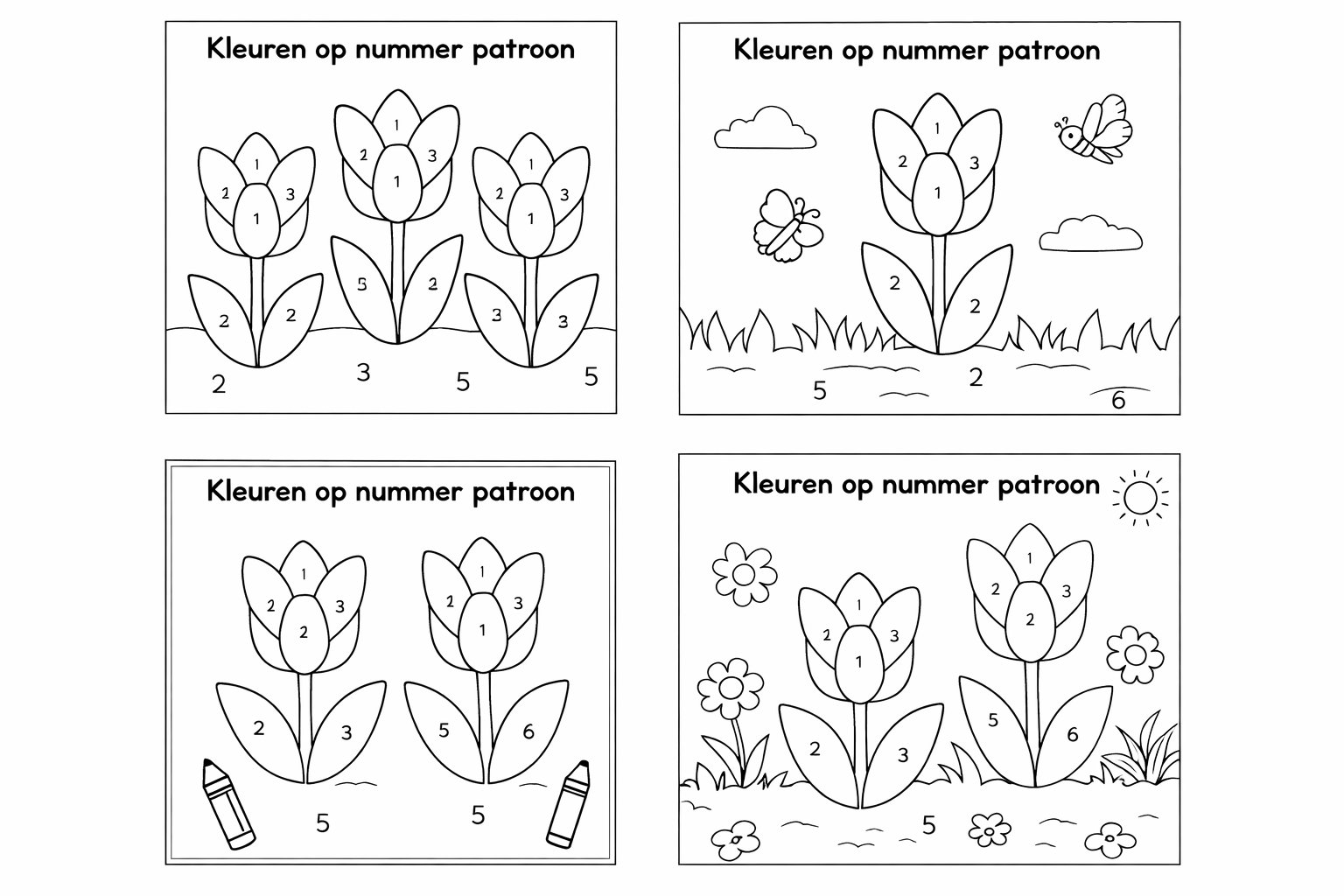 Kleuren op nummer patroon coloring page line art
