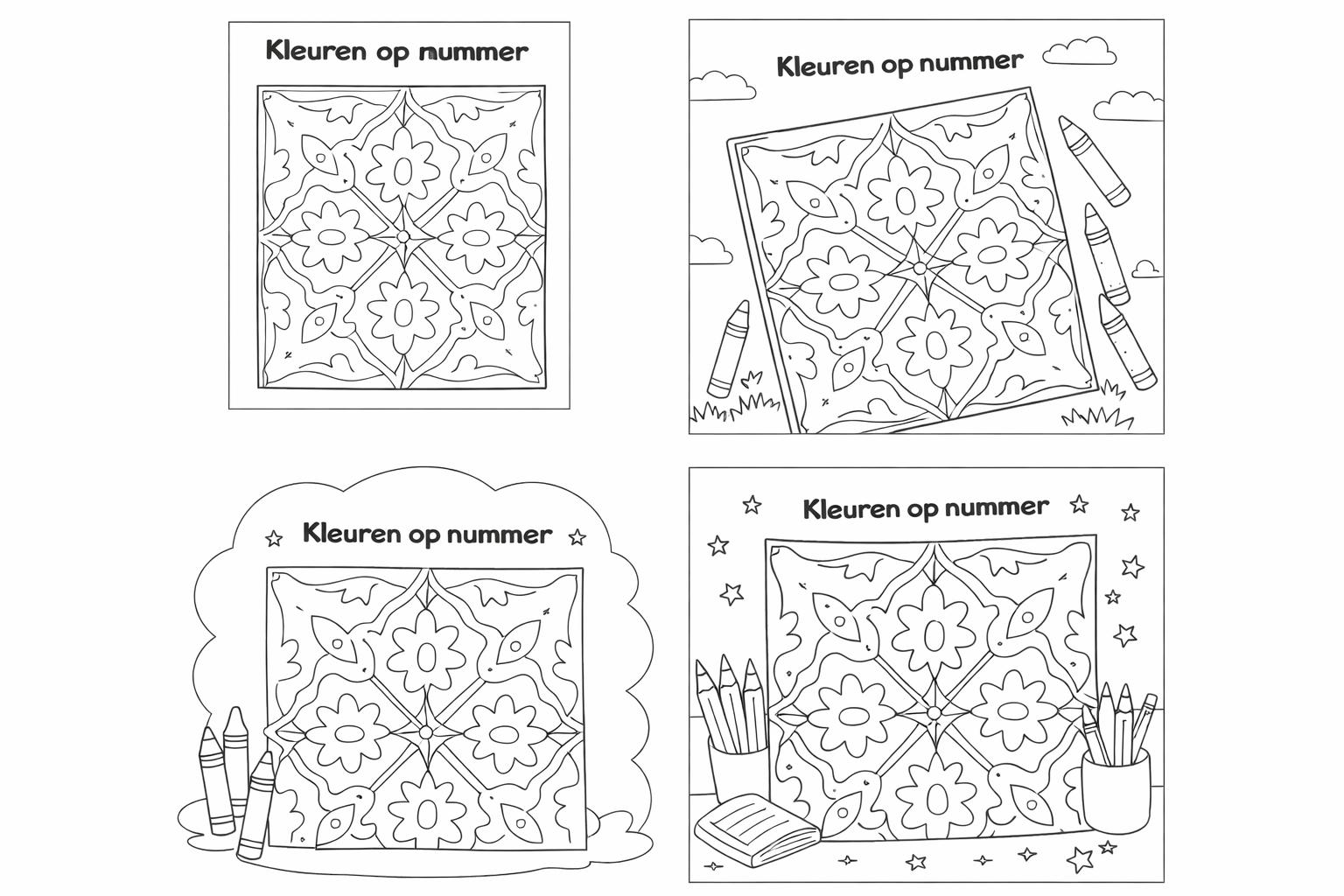 Kleuren op nummer patroon coloring page line art