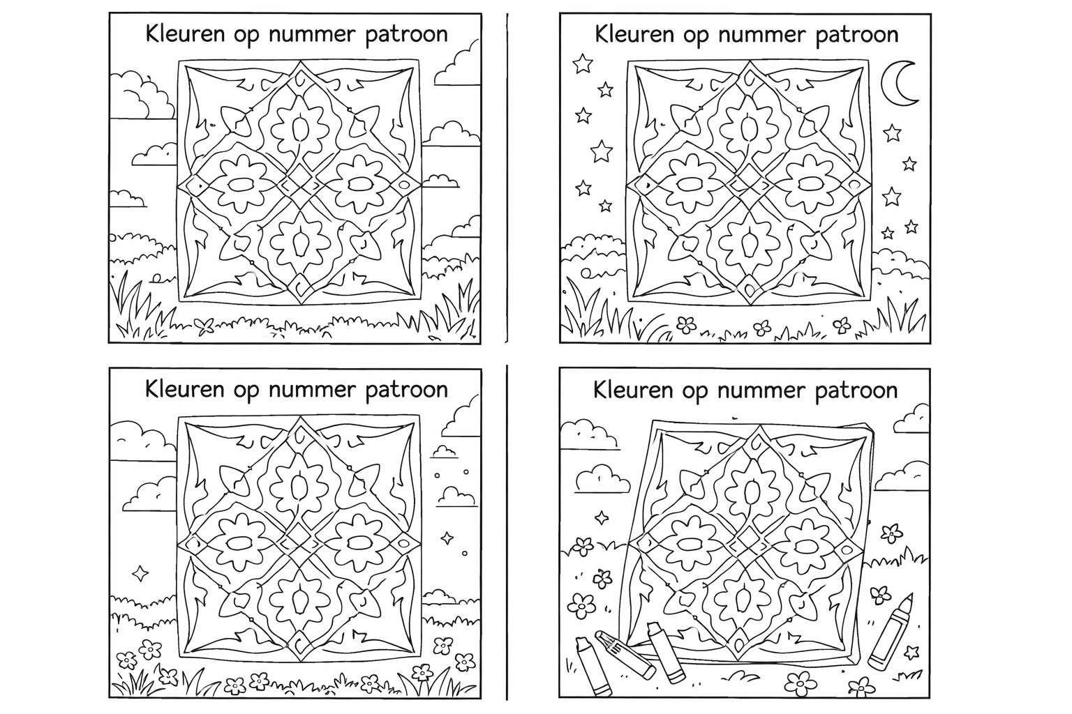 Kleuren op nummer patroon coloring page line art