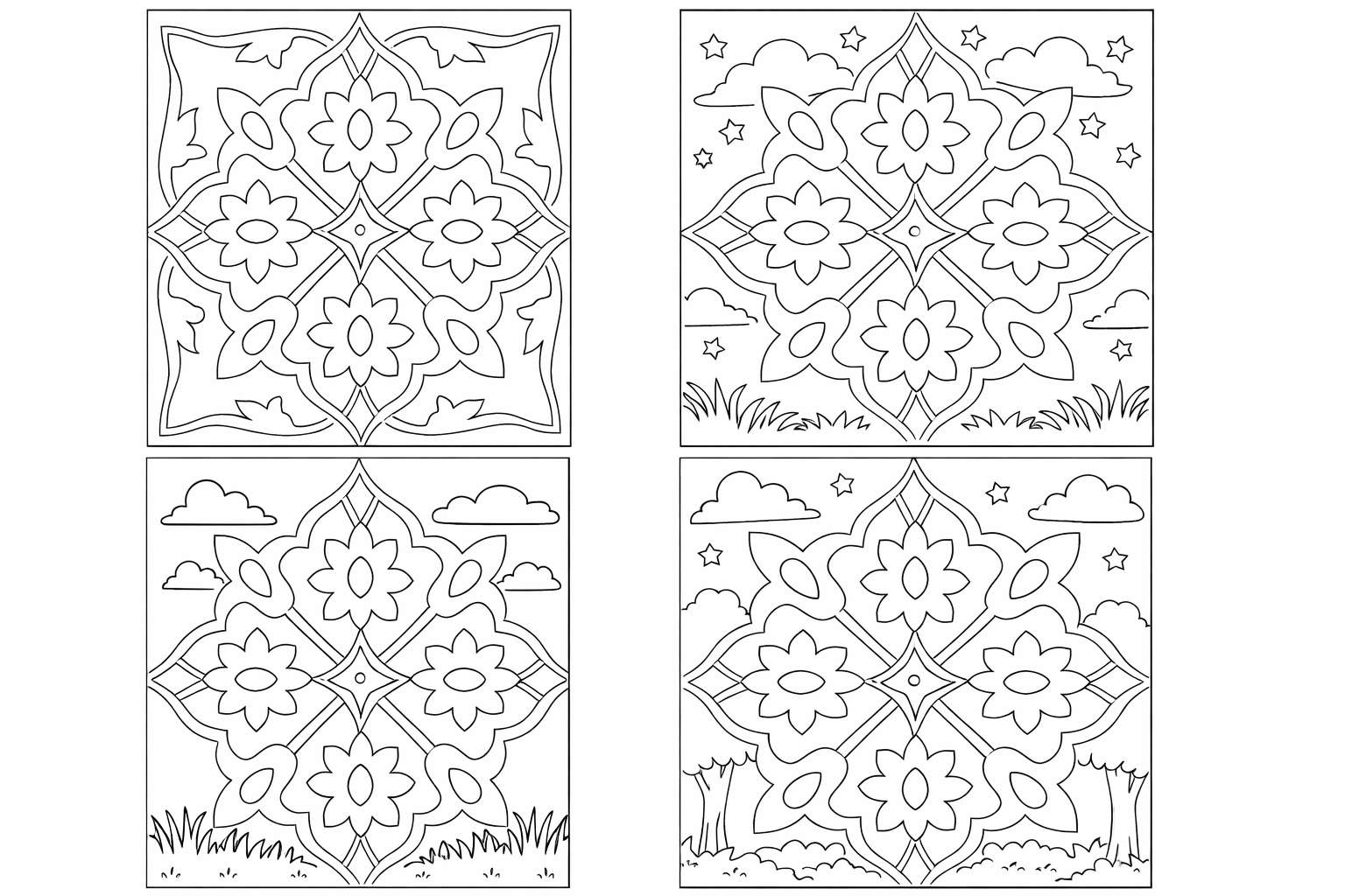 Kleuren op nummer patroon coloring page line art