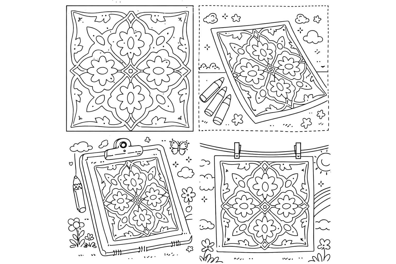 Kleuren op nummer patroon coloring page line art