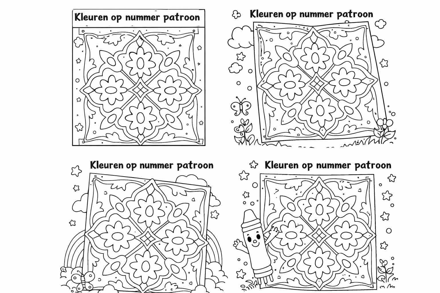 Kleuren op nummer patroon coloring page line art