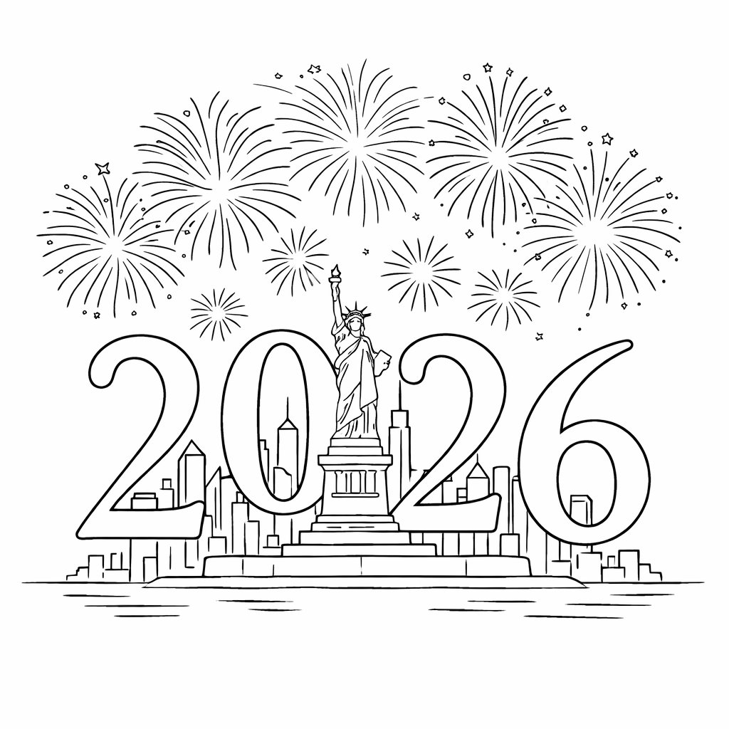 Coloriage Gelukkig nieuwjaar dessin au trait