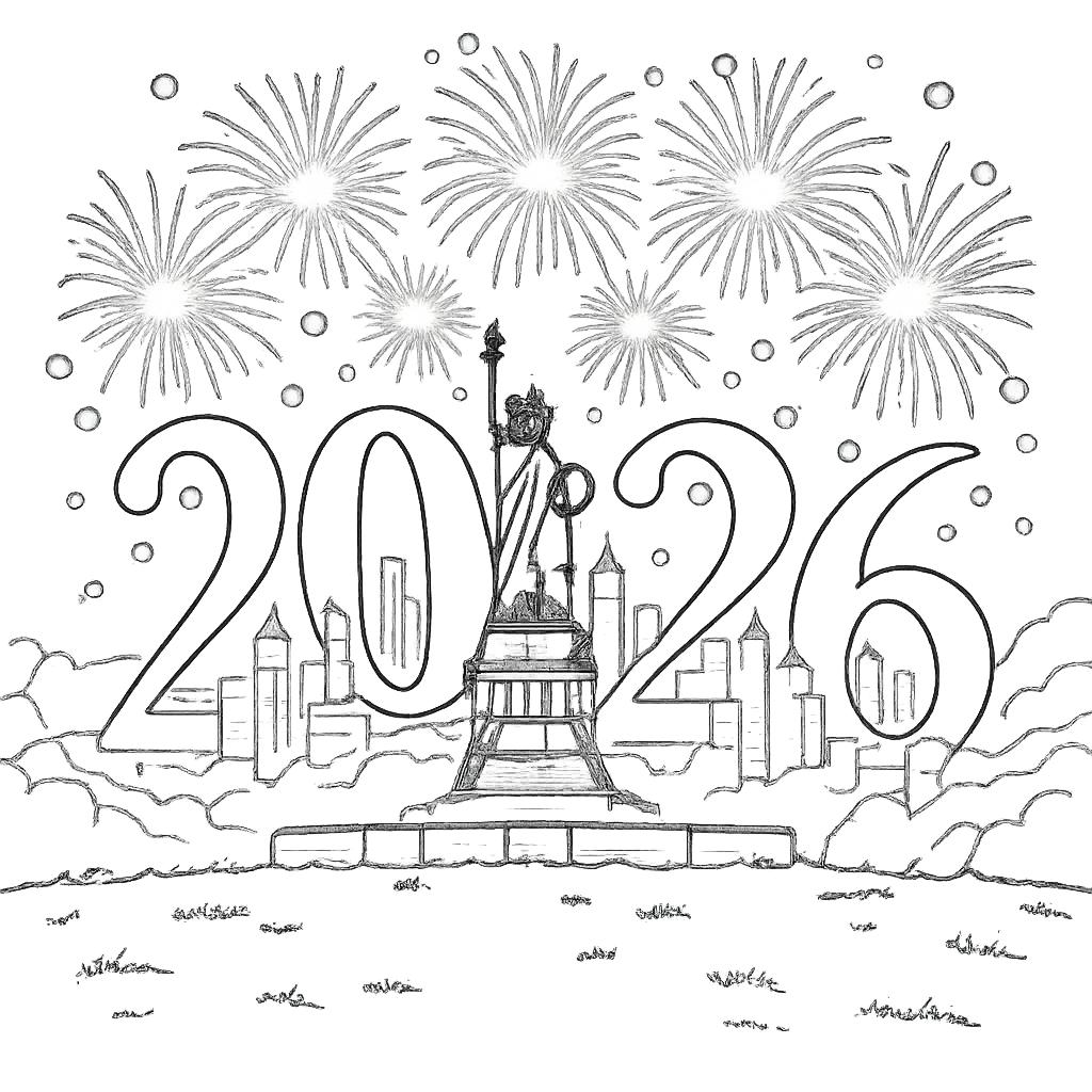 Coloriage Gelukkig nieuwjaar dessin au trait