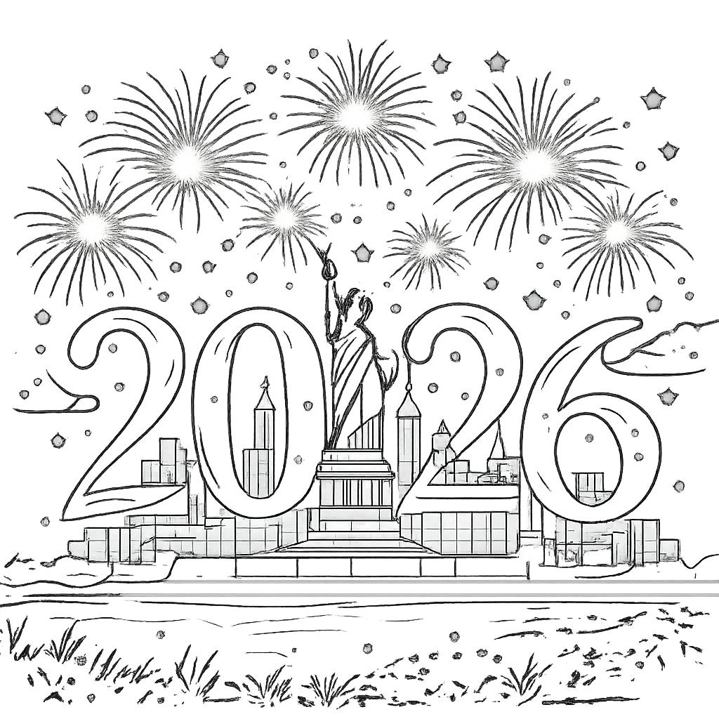 Coloriage Gelukkig nieuwjaar dessin au trait