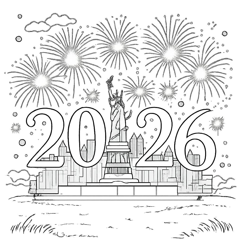 Coloriage Gelukkig nieuwjaar dessin au trait