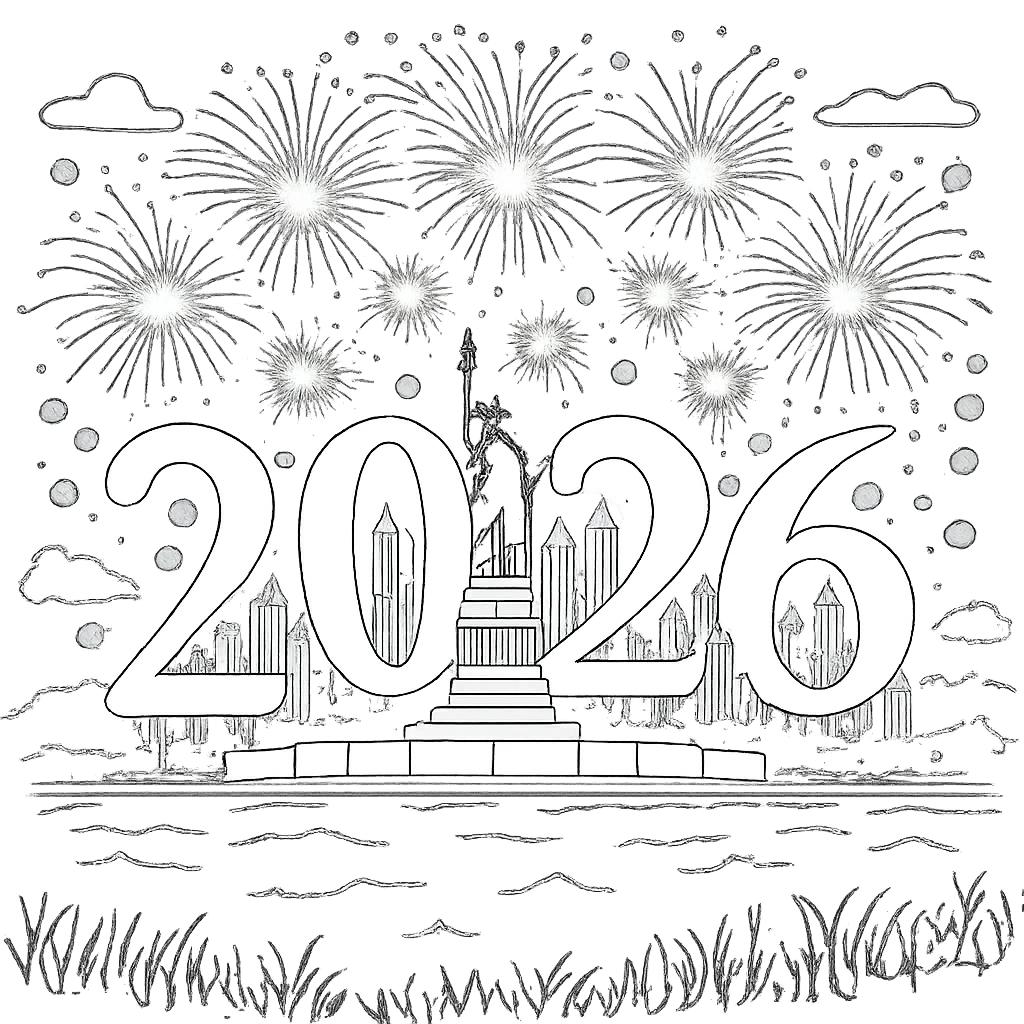 Coloriage Gelukkig nieuwjaar dessin au trait