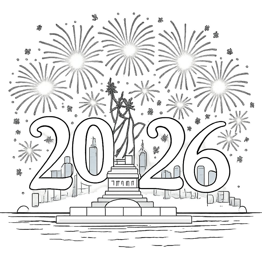 Coloriage Gelukkig nieuwjaar dessin au trait