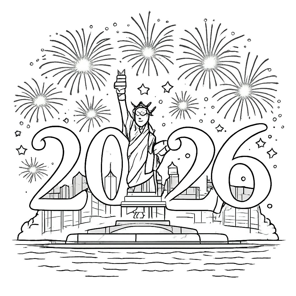 Coloriage Gelukkig nieuwjaar dessin au trait