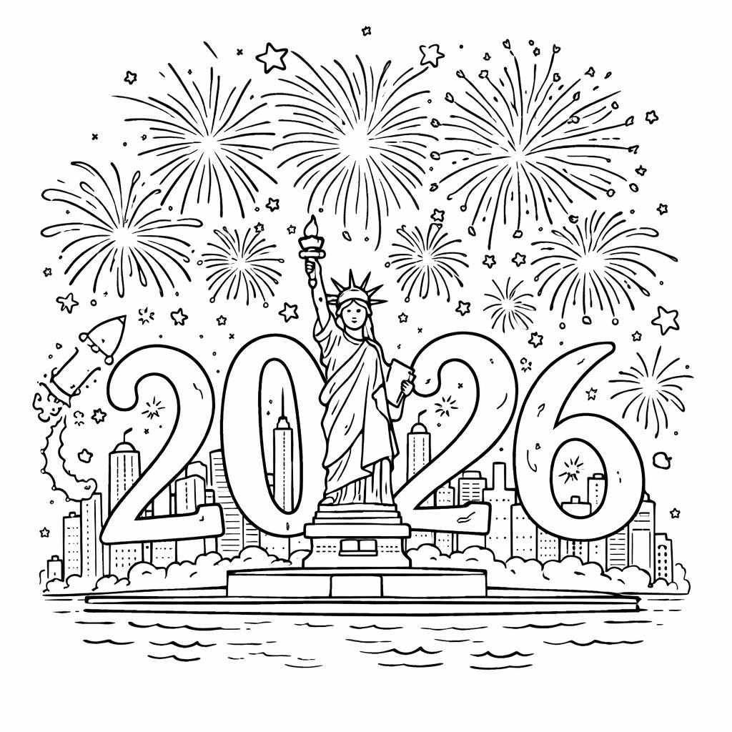 Coloriage Gelukkig nieuwjaar dessin au trait