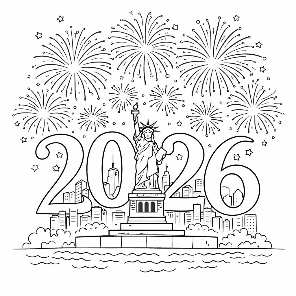 Coloriage Gelukkig nieuwjaar dessin au trait