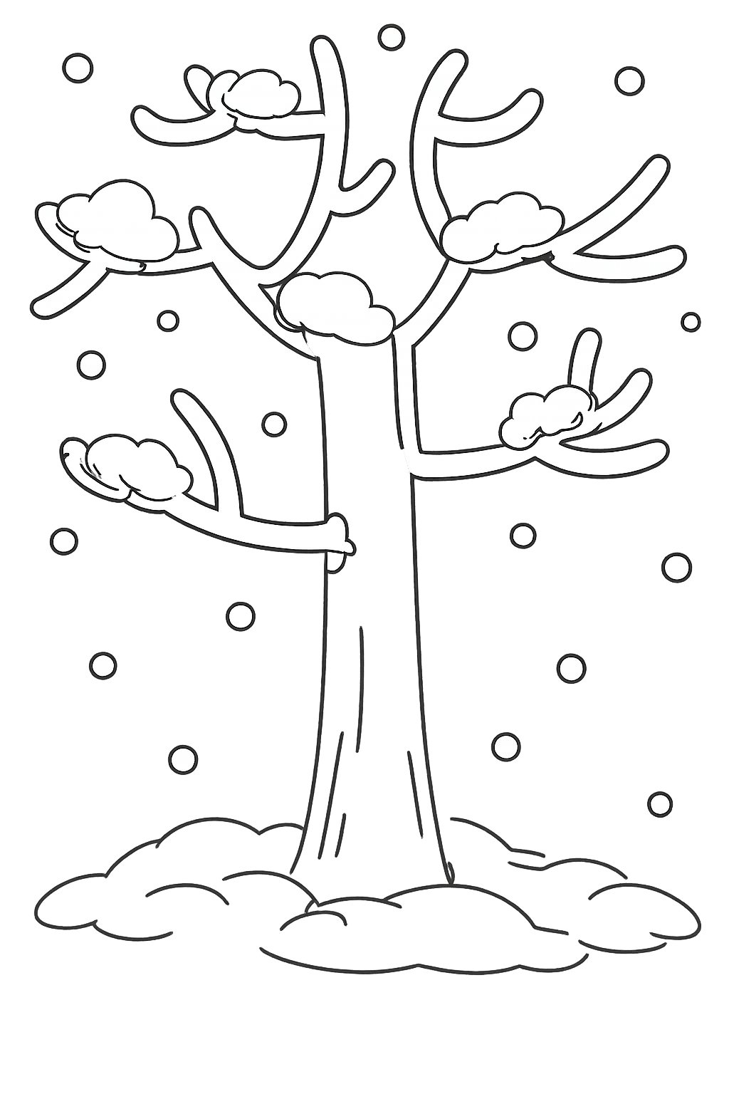 Coloriage sneeuw boom dessin au trait