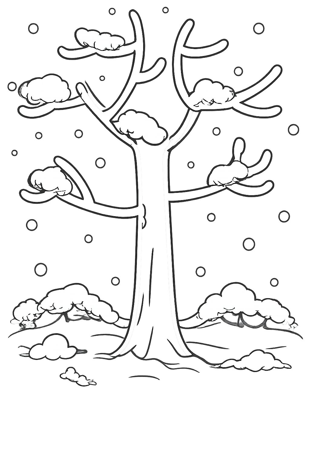Dibujo para colorear sneeuw boom line art