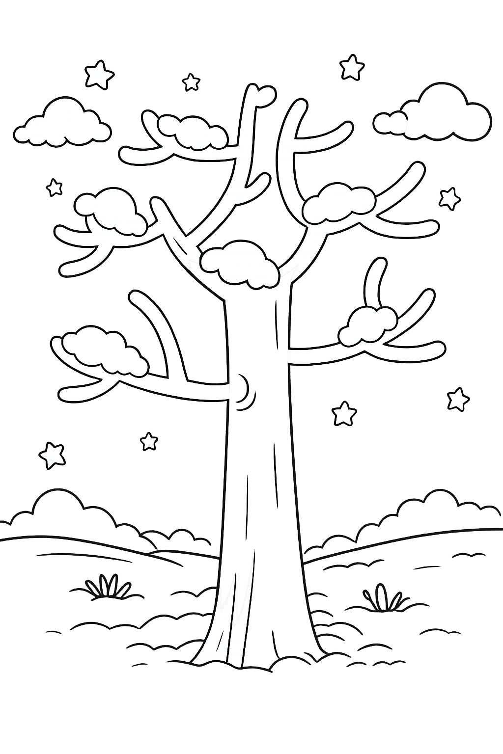 Coloriage sneeuw boom dessin au trait