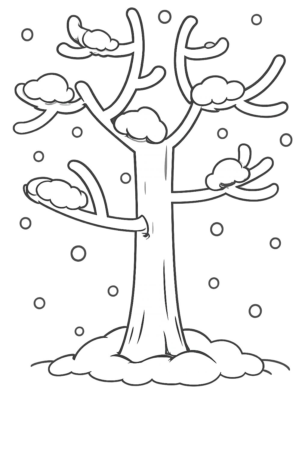 sneeuw boom Malvorlage Linienzeichnung