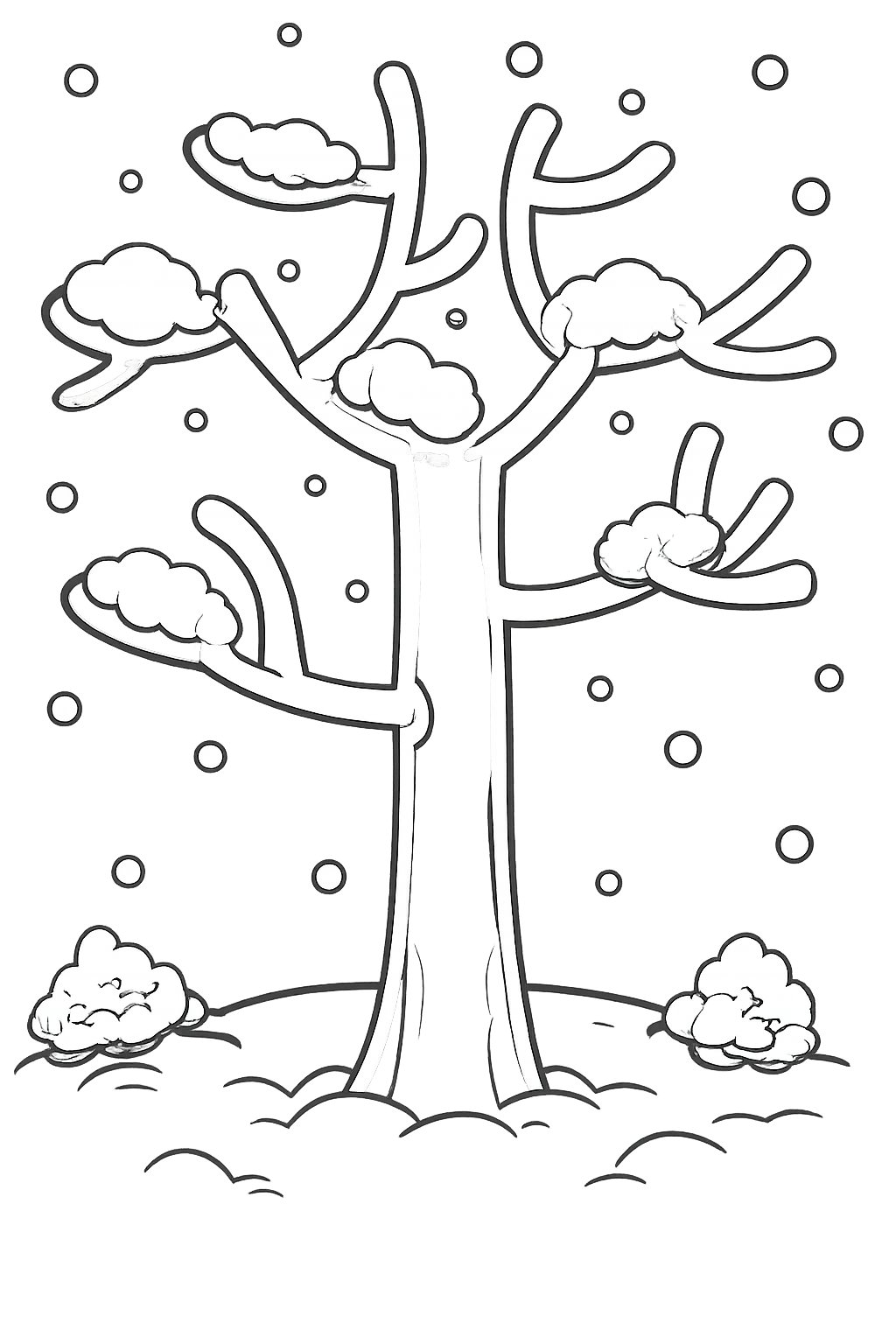 sneeuw boom Malvorlage Linienzeichnung