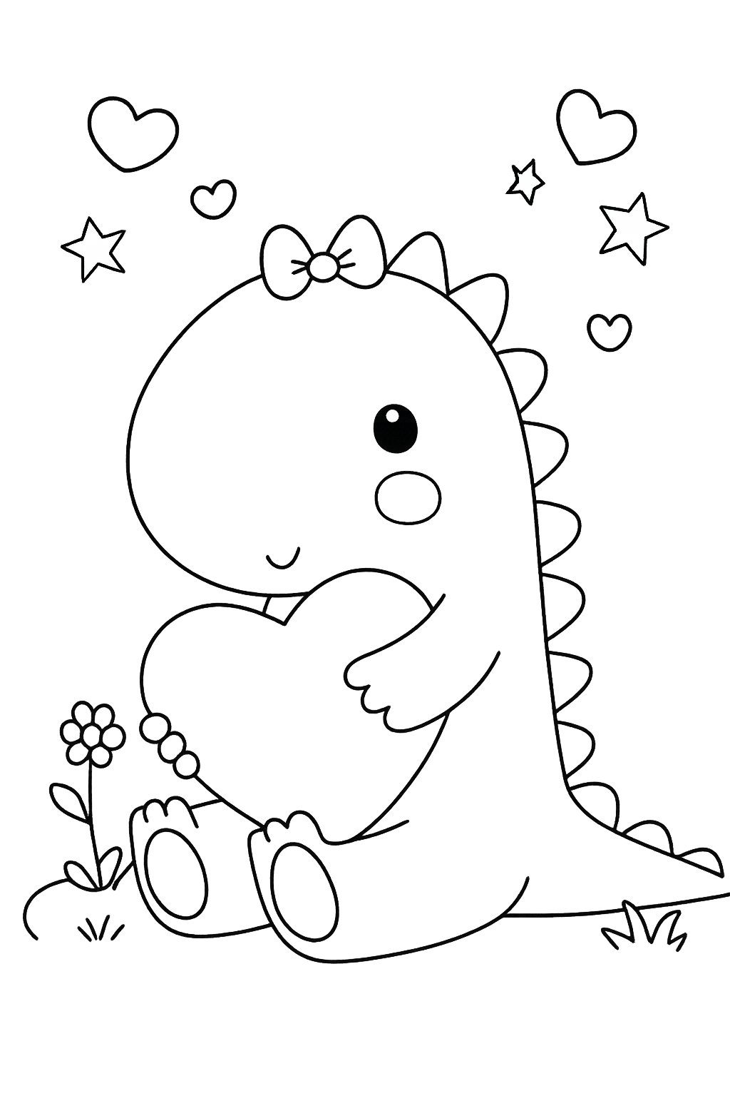Dibujo para colorear Liefdes Dino line art