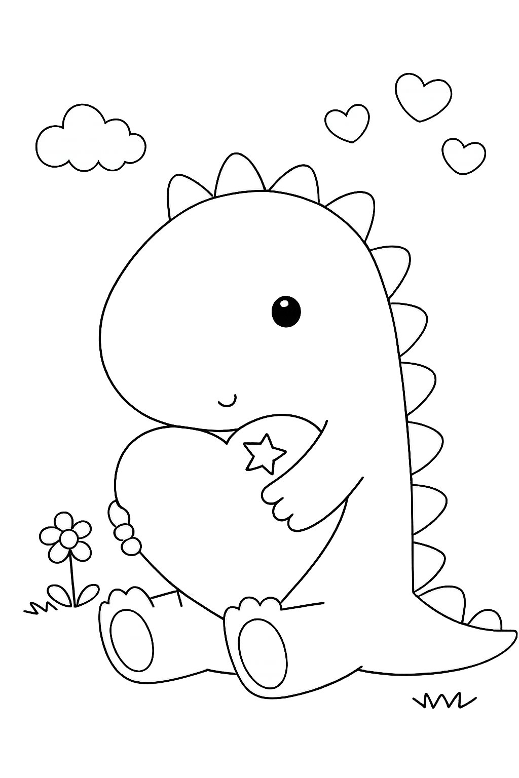 Dibujo para colorear Liefdes Dino line art