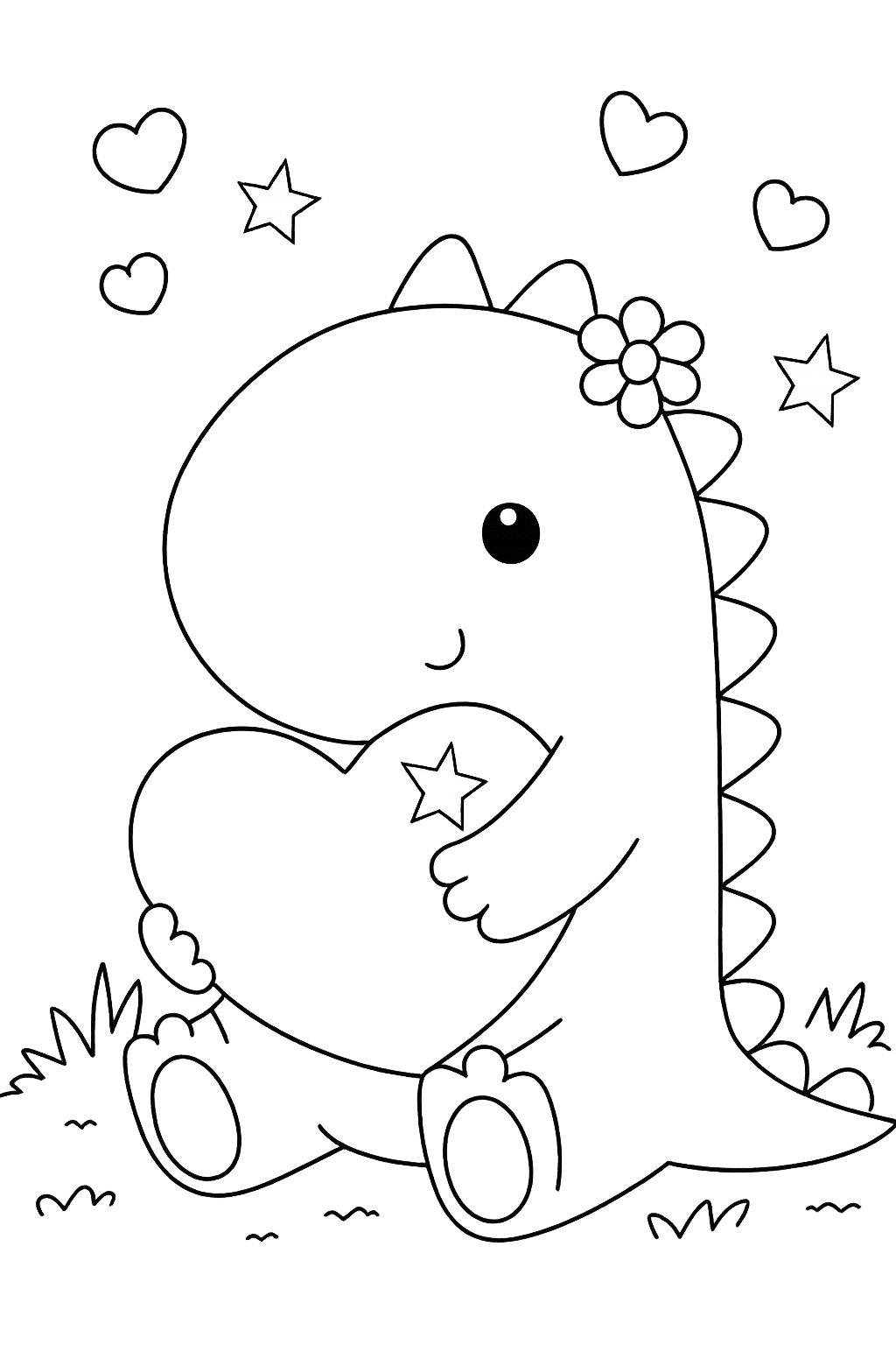 Dibujo para colorear Liefdes Dino line art