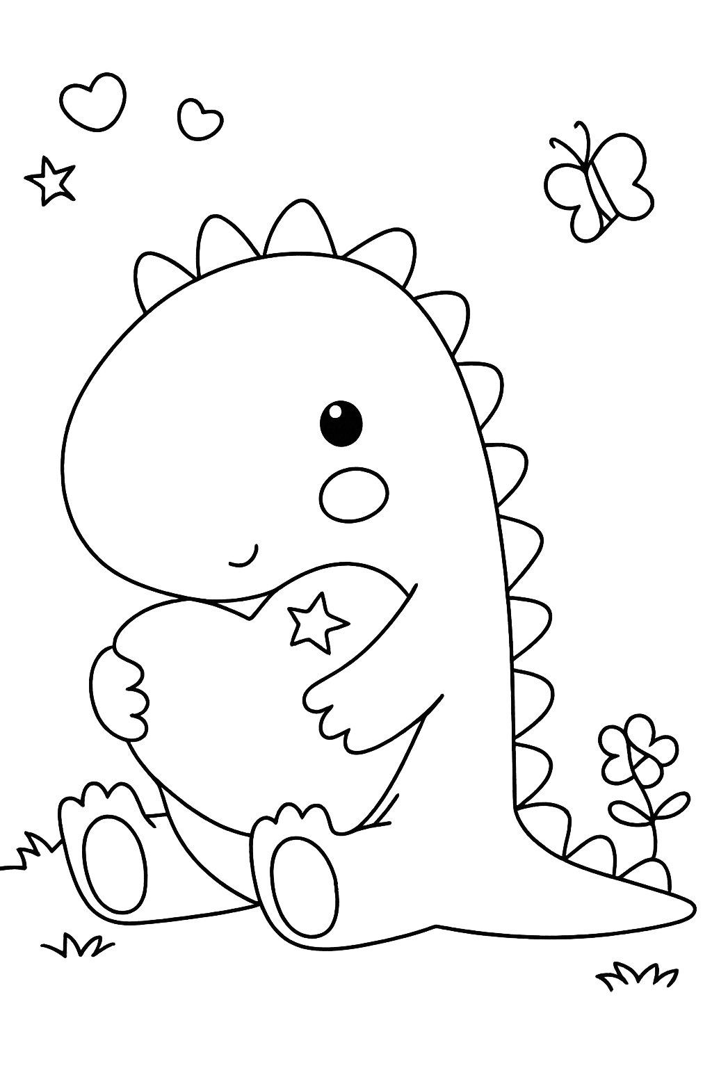 Dibujo para colorear Liefdes Dino line art