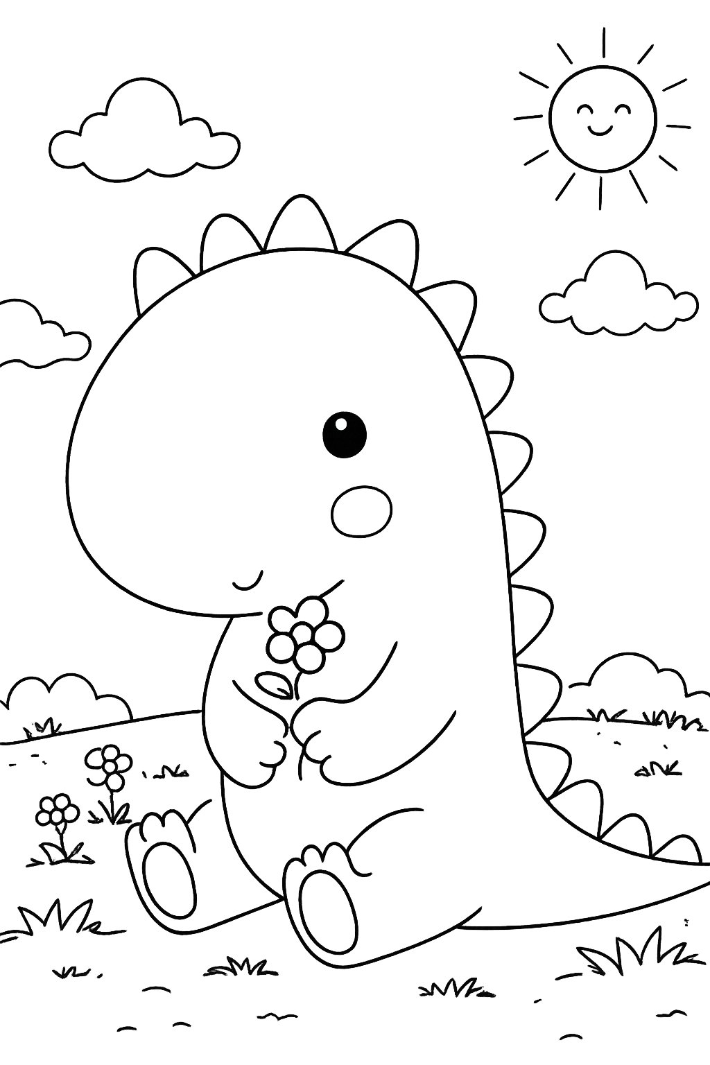 Dibujo para colorear Liefdes Dino line art