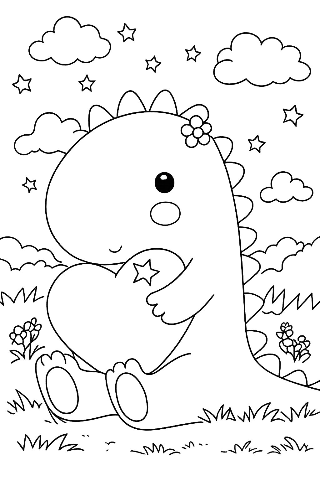 Dibujo para colorear Liefdes Dino line art
