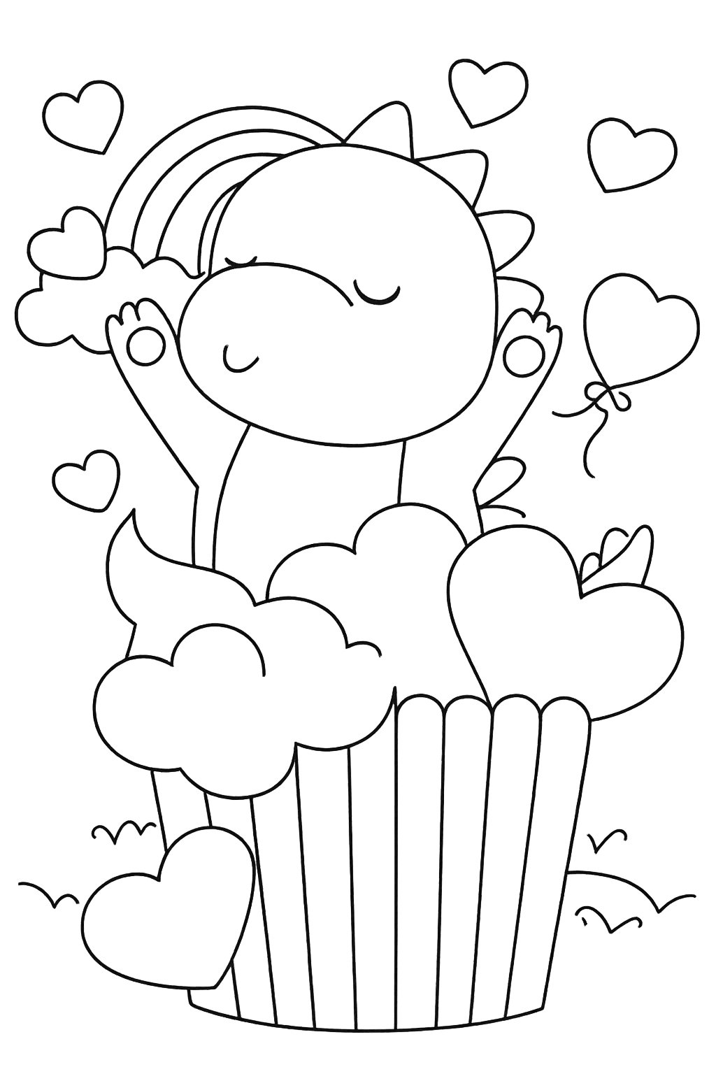 Dibujo para colorear Cupcake Valentijnsdag line art