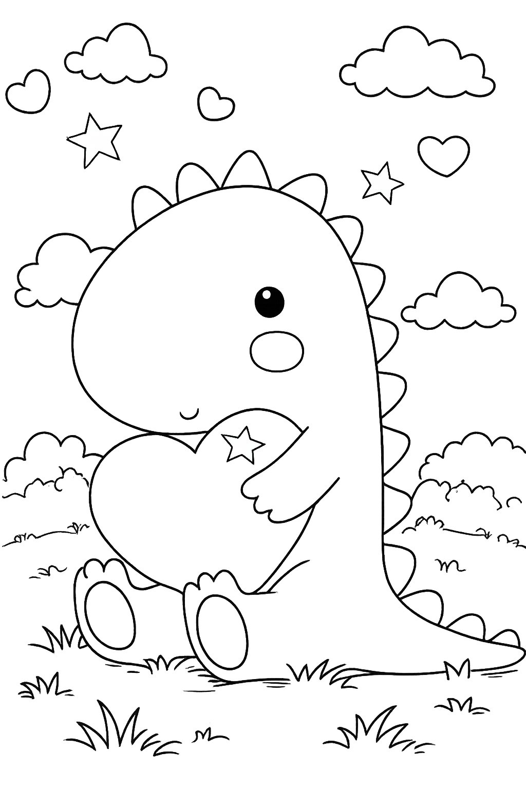 Dibujo para colorear Liefdes Dino line art