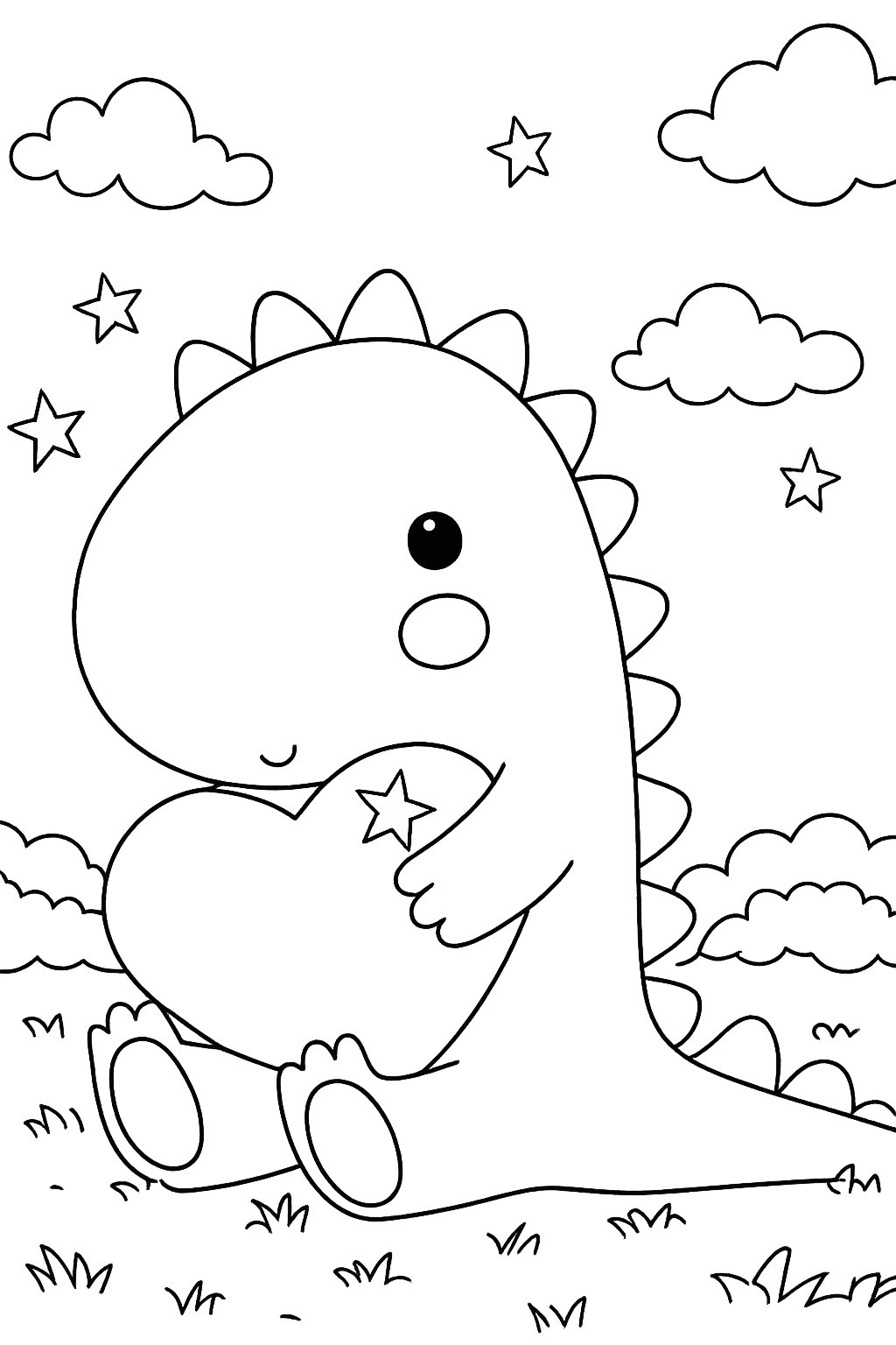 Dibujo para colorear Liefdes Dino line art