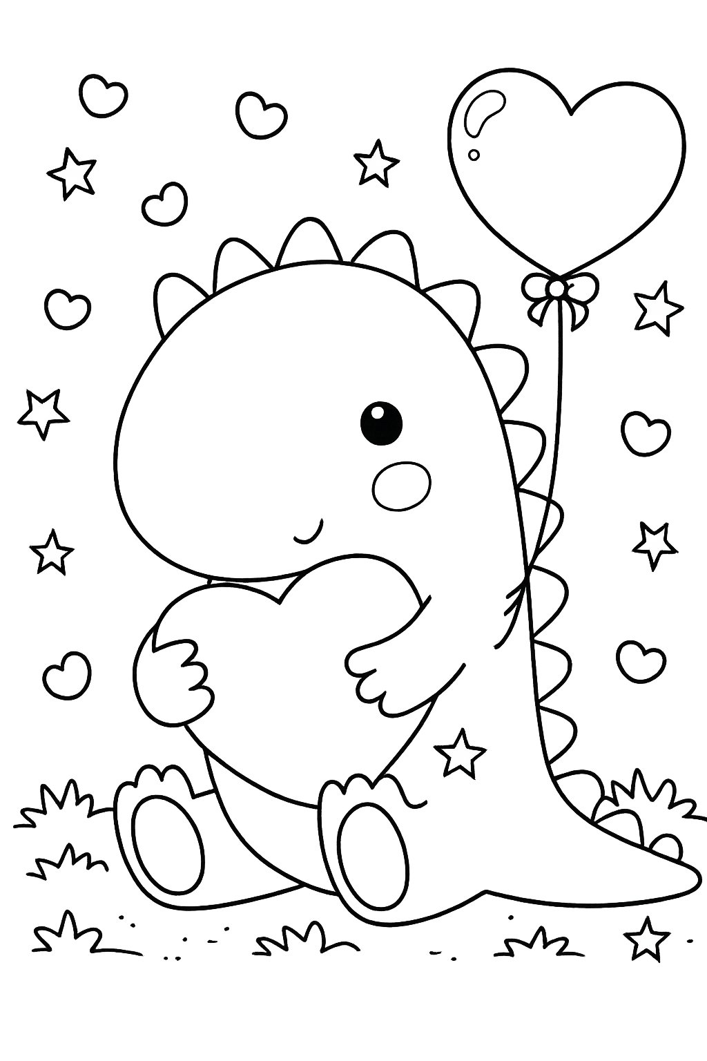 Dibujo para colorear Liefdes Dino line art