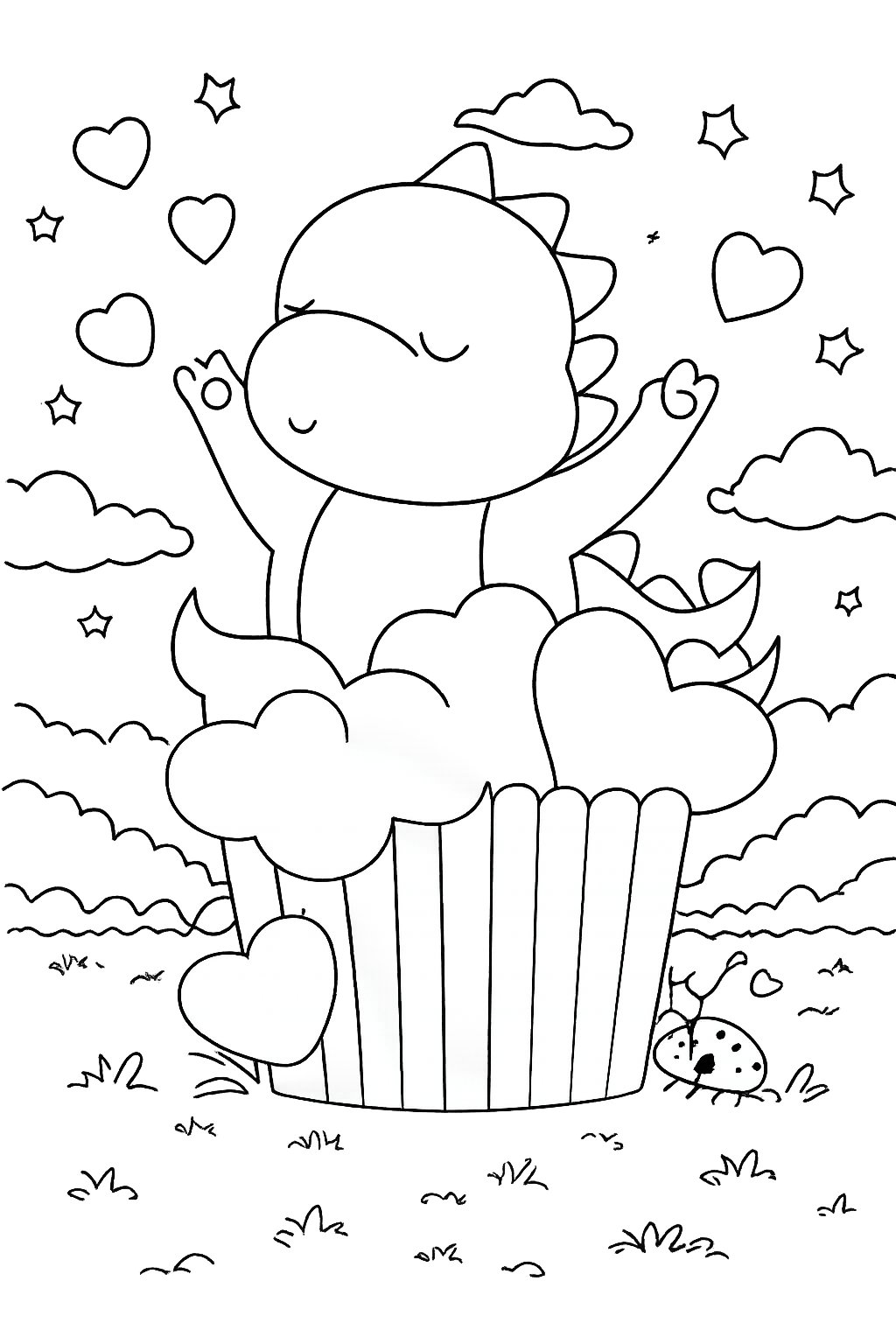 Dibujo para colorear Cupcake Valentijnsdag line art