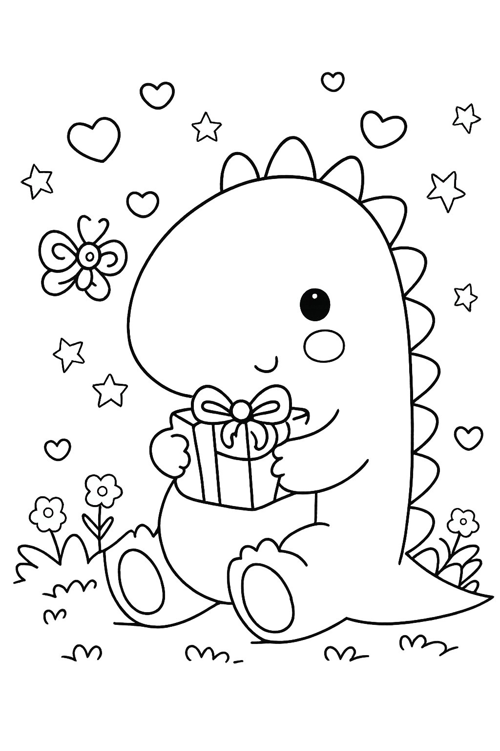 Dibujo para colorear Liefdes Dino line art