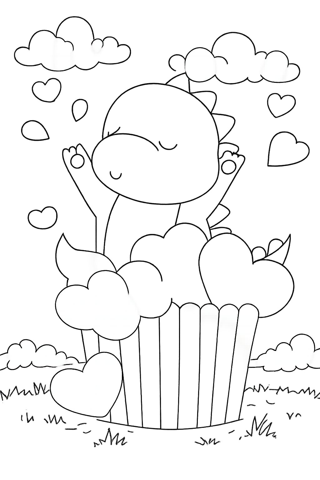 Dibujo para colorear Cupcake Valentijnsdag line art
