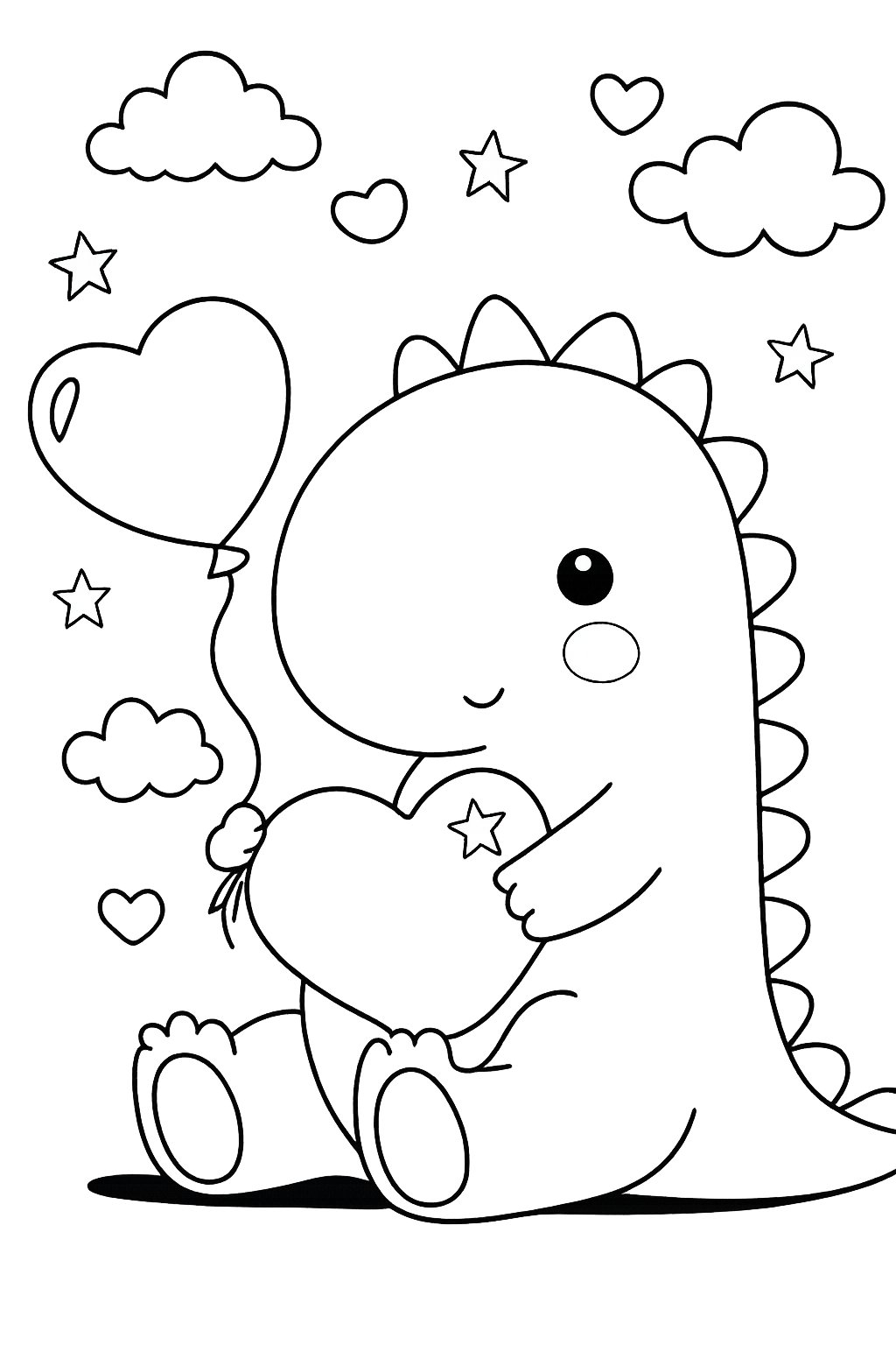 Dibujo para colorear Liefdes Dino line art